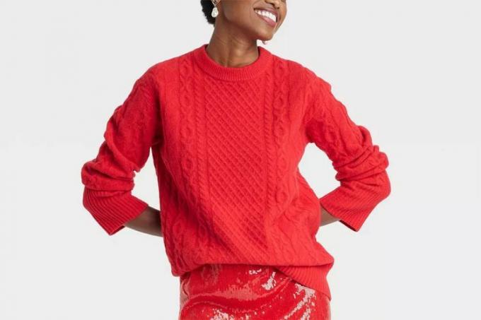 Targetkan Sweater Pullover Tunik Crewneck Wanita Hari Baru 
